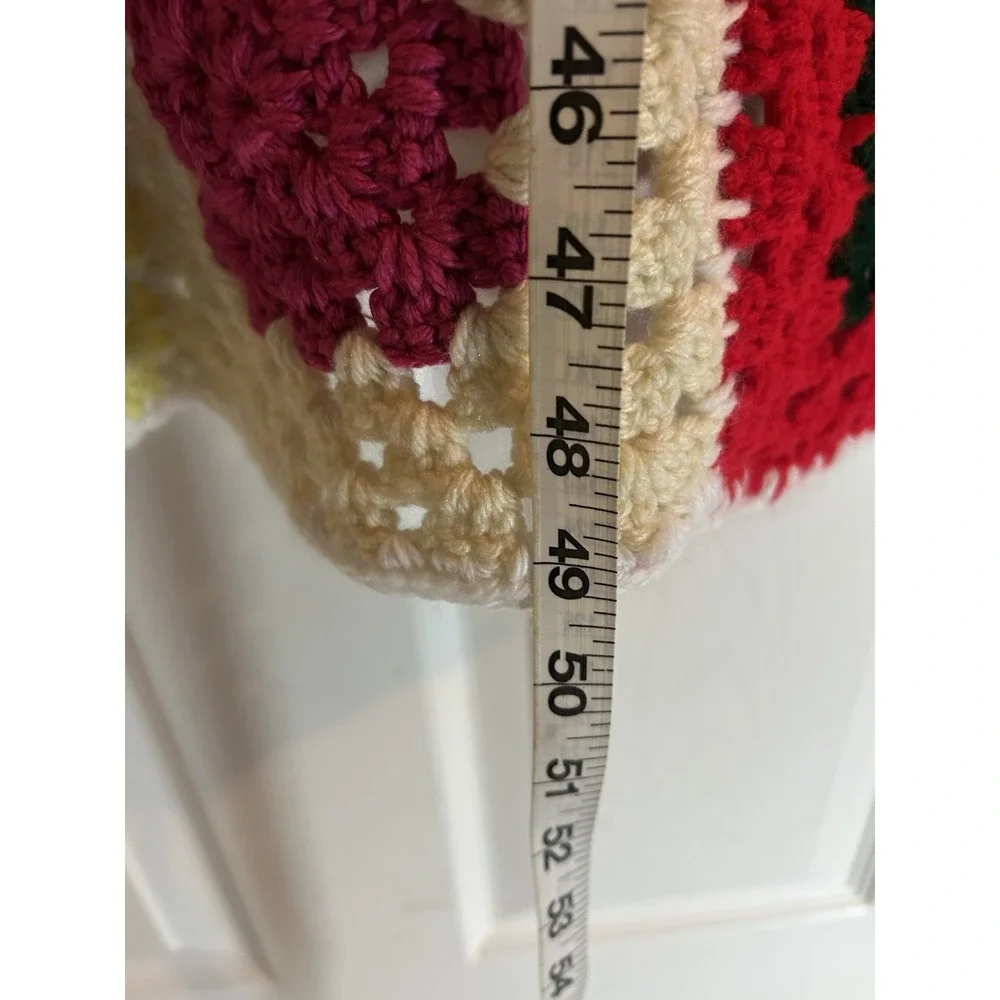 Vtg Colorful Handmade Crocheted‎ Afghan Throw Blanket Granny Square Boho 27X49